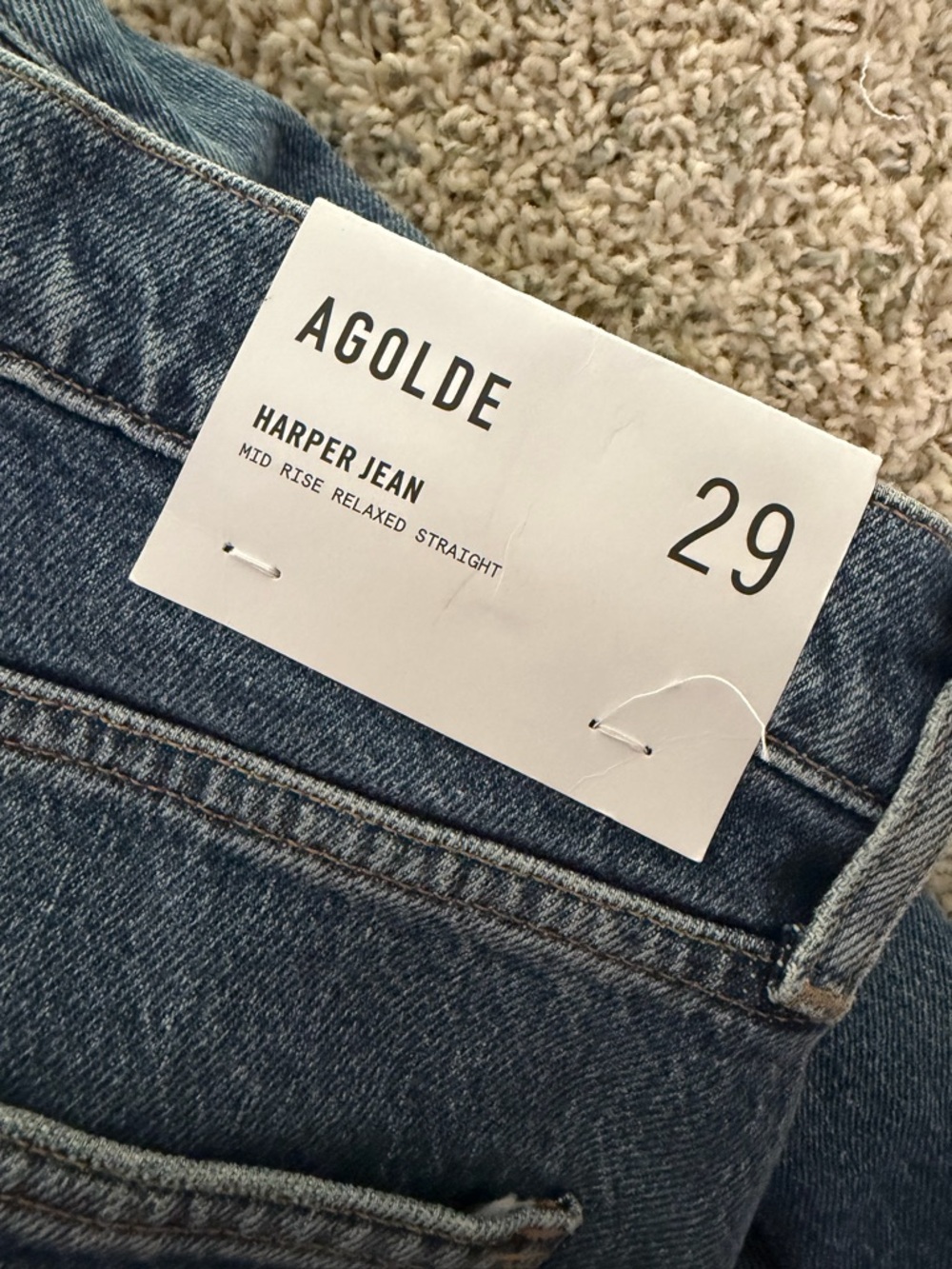 NEW NWT Agolde Harper jeans sz 29 mid rise relaxed straight FIx medium denim FP - Picture 5 of 14